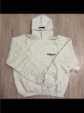 ESSENTIALS Men’s Light Gray Hoodie Sweatshirt